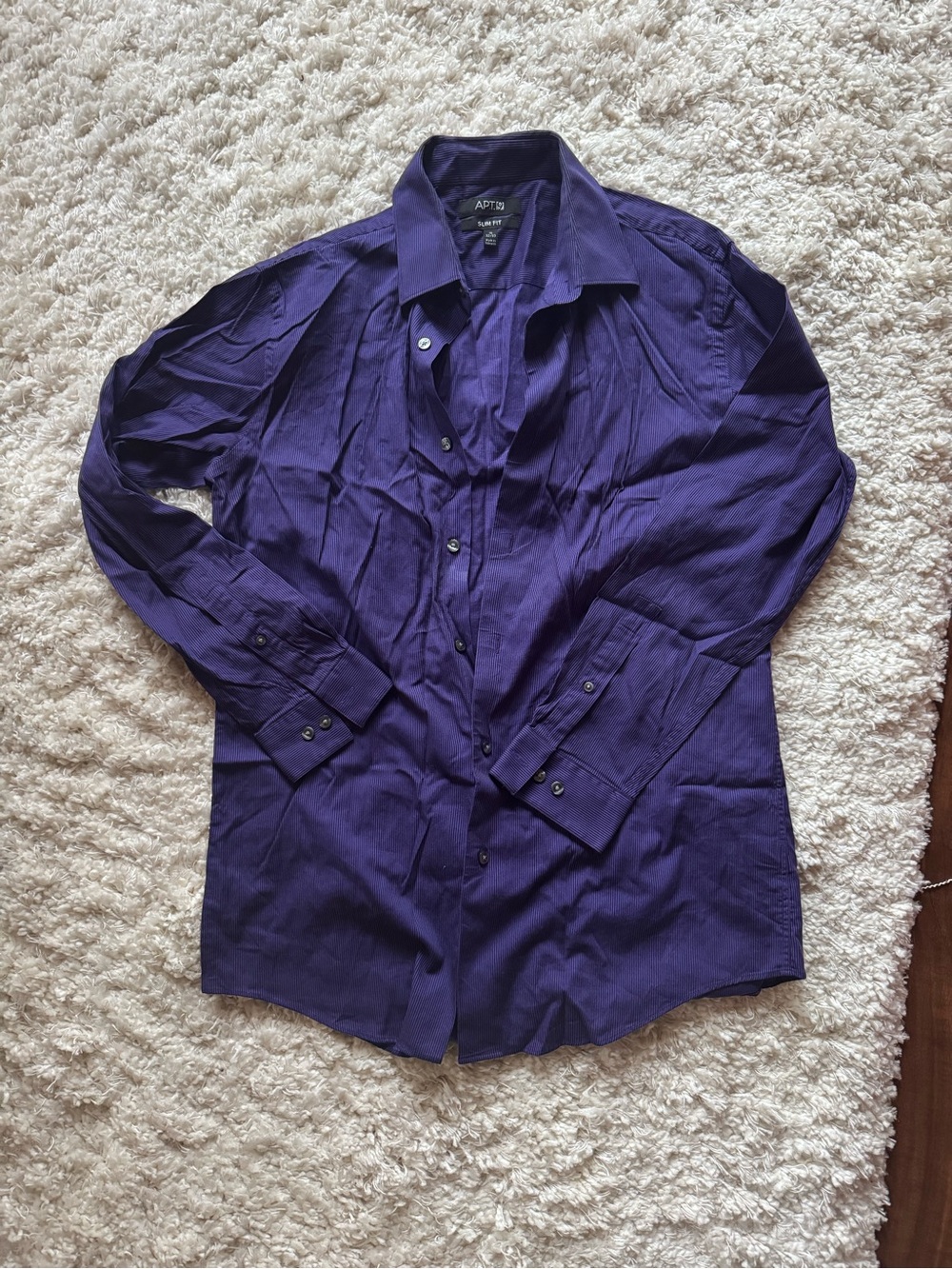 Apt. 9 Deep Purple Ribbed Button-Up Shirt • Slim fit 32/33
